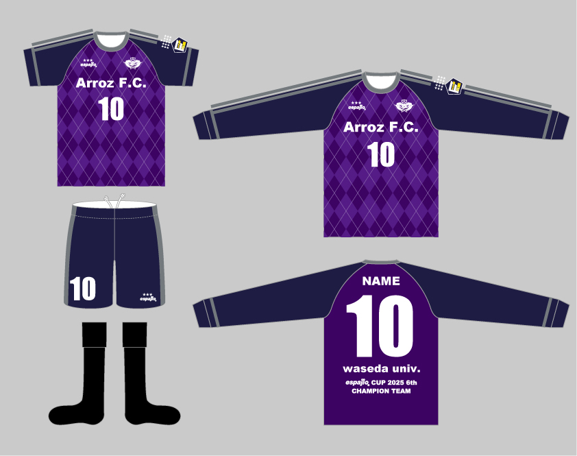 早稲田大学Arroz-F.C.様大会優勝ユニ