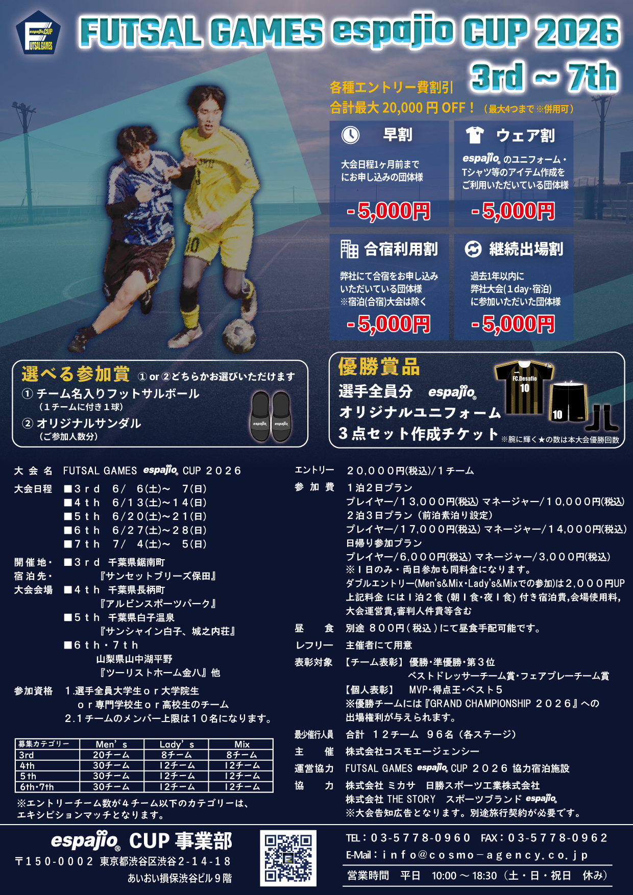 FUTSALGAMES espajioCUP 2026 3rd-7th夏季フットサル大会情報20260402更新版