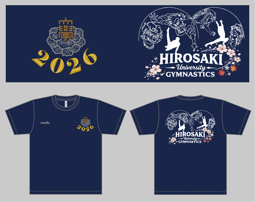 弘前大学器械体操競技部様クラブTシャツ2026デザイン