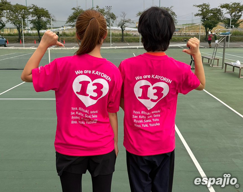 上智大学テニスサークルS.L.T.A.様オリジナルTシャツホットピンク着用お写真背面