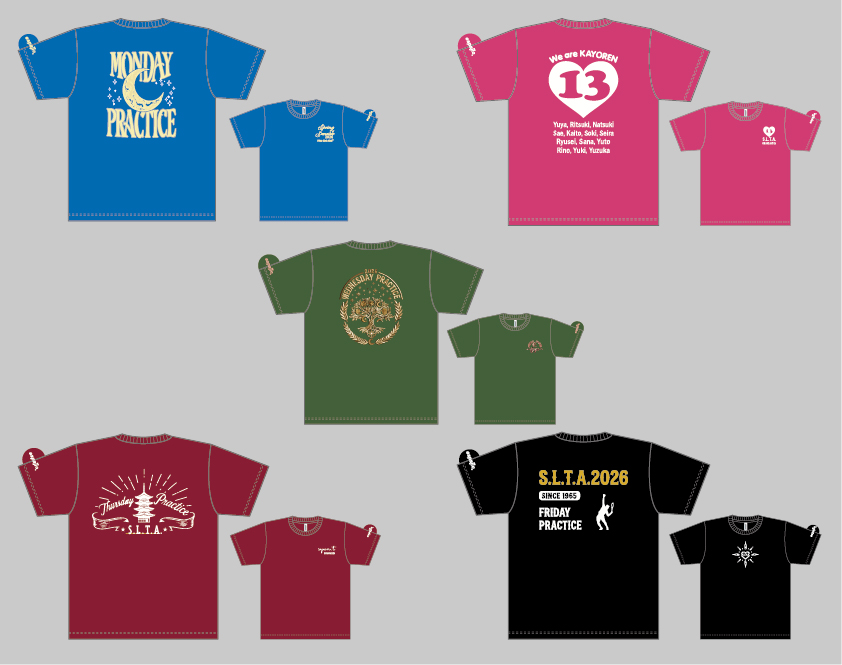 上智大学テニスサークルS.L.T.A.様オリジナルTシャツデザイン5種