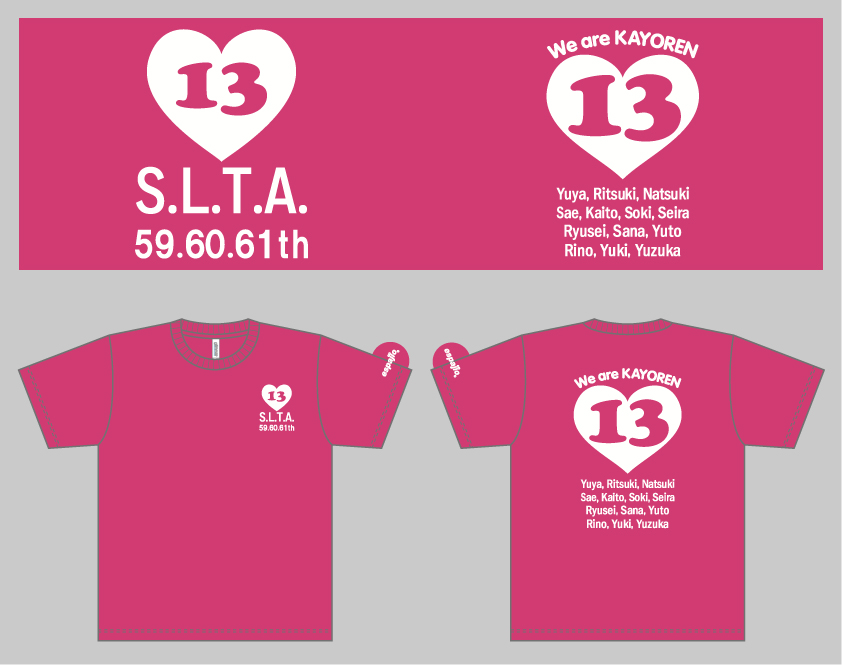 上智大学テニスサークルS.L.T.A.様オリジナルＴシャツホットピンクデザイン