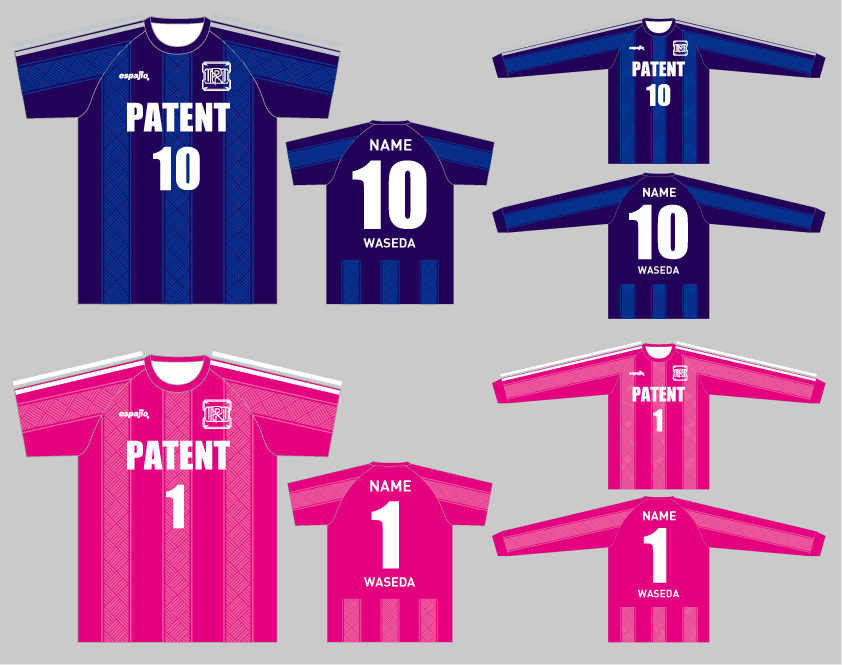 早稲田大学F.C.PATENT様フットサルユニフォームデザイン