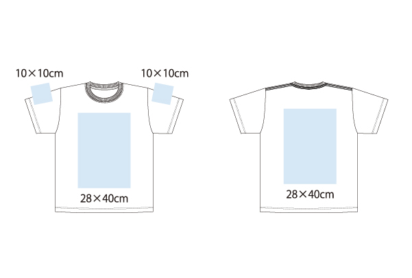 J6900　ハイグレードコットンガーメントダイTシャツプリント範囲