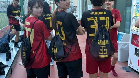 早稲田大学蹴球同好会様オリジナルナップサック着用お写真